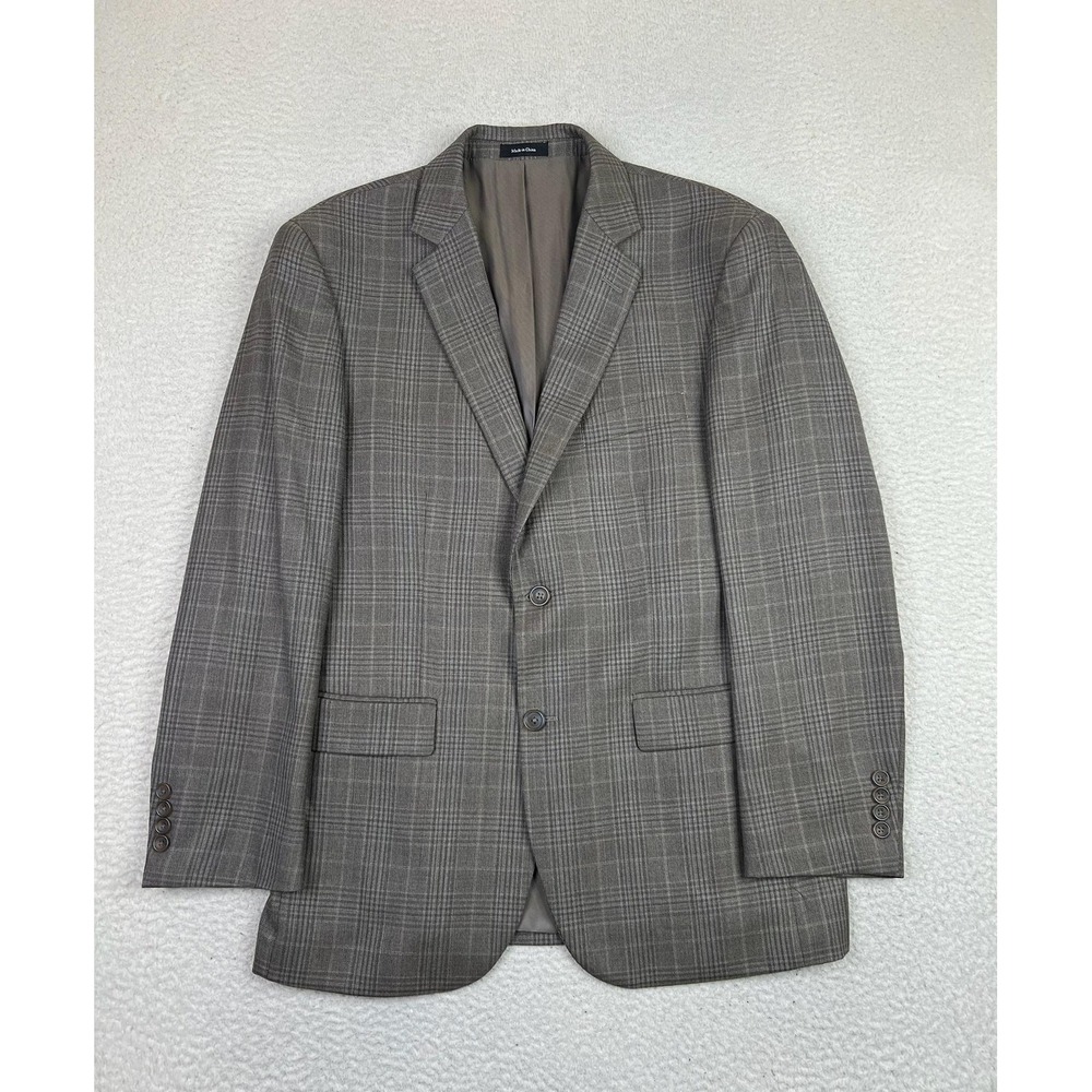 Pronto Uomo Platinum Blazer Mens 40 Regular Gray Plaid 100% Wool Sport Coat 40R